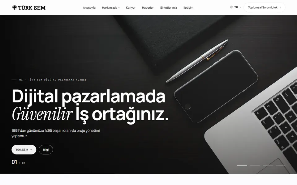 Türk SEM Grup sitesinin ilk ekranı